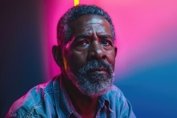 A man with a beard wearing a blue shirt. Suitable for business or casual concepts