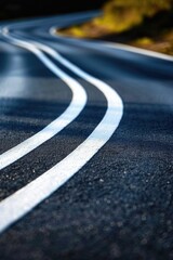 A road with two white lines, suitable for transportation concepts