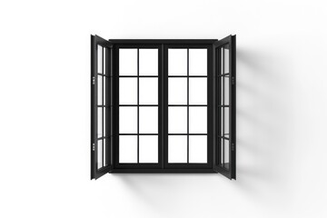 A simple image of an open window on a white wall. Suitable for various design projects