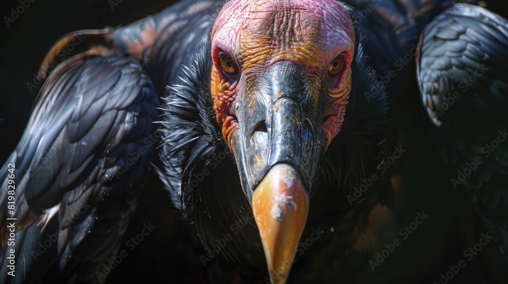 Poster close-up of a large bird with a very long beak. suitable for nature and wildlife concepts