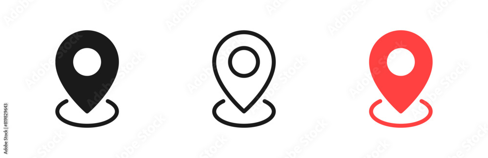 Fototapete Location icon set, Map pin place marker. location pointer icon symbol in flat style. Red Location pin icon, Navigation sign