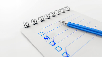 Fototapeta premium pen and checklist on a white background, highlighting planning and productivity