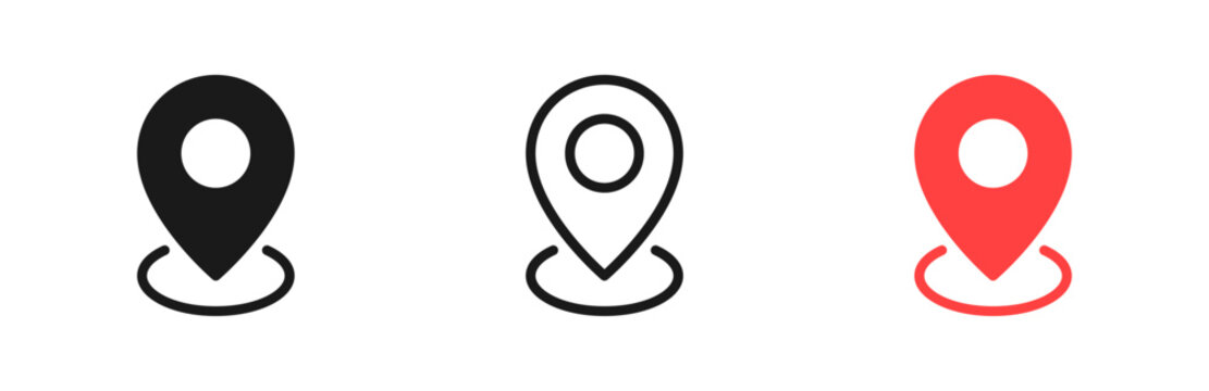 Location icon set, Map pin place marker. location pointer icon symbol in flat style. Red Location pin icon, Navigation sign