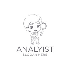 Magnifying kids logo vector illustration