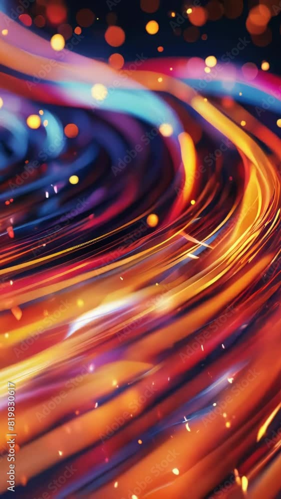 Poster a colorful, abstract with a lot of lines and dots. the colors are bright and the lines are wavy. sce
