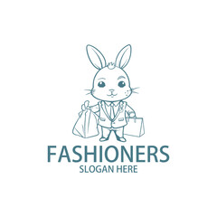 Bunny's fashionista logo vector illustration