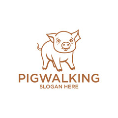Walking pig logo vector illustration