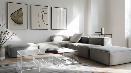 sleek living room with minimalist furnishings