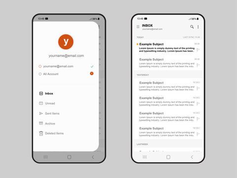 Light Mode Email App Interface - Clean and Organized Communication