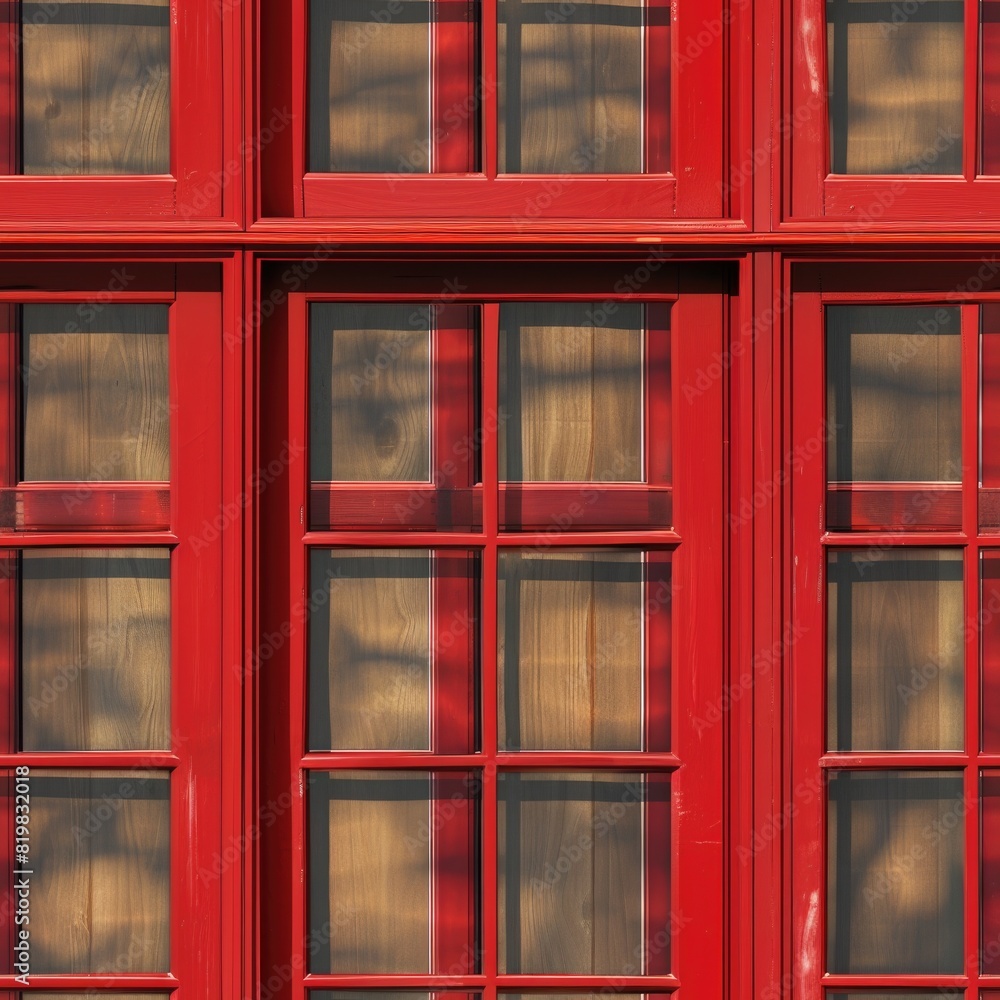 Aufkleber Close-up view of a red building with multiple windows. Perfect for architectural projects