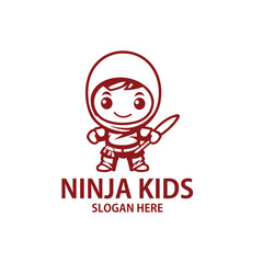 Ninja kid logo vector illustration