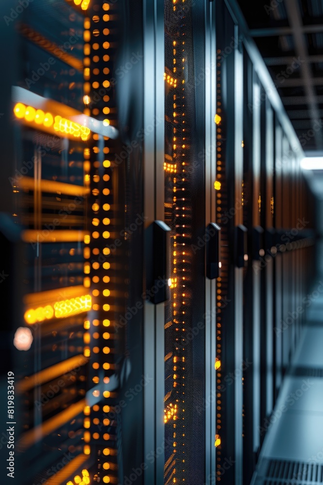 Aufkleber A row of servers in a server room. Suitable for technology and networking concepts