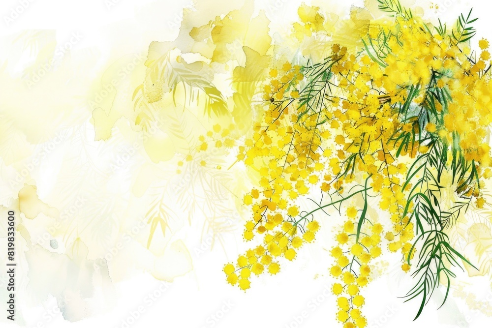 Poster bright yellow flowers on a clean white background, perfect for adding a pop of color to any design p