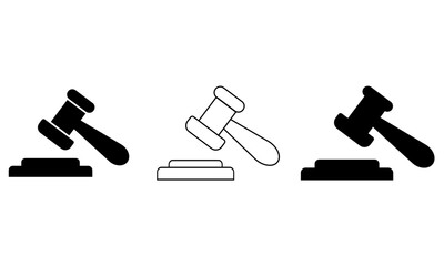 Set Of Judge's Gavel Vector Icon