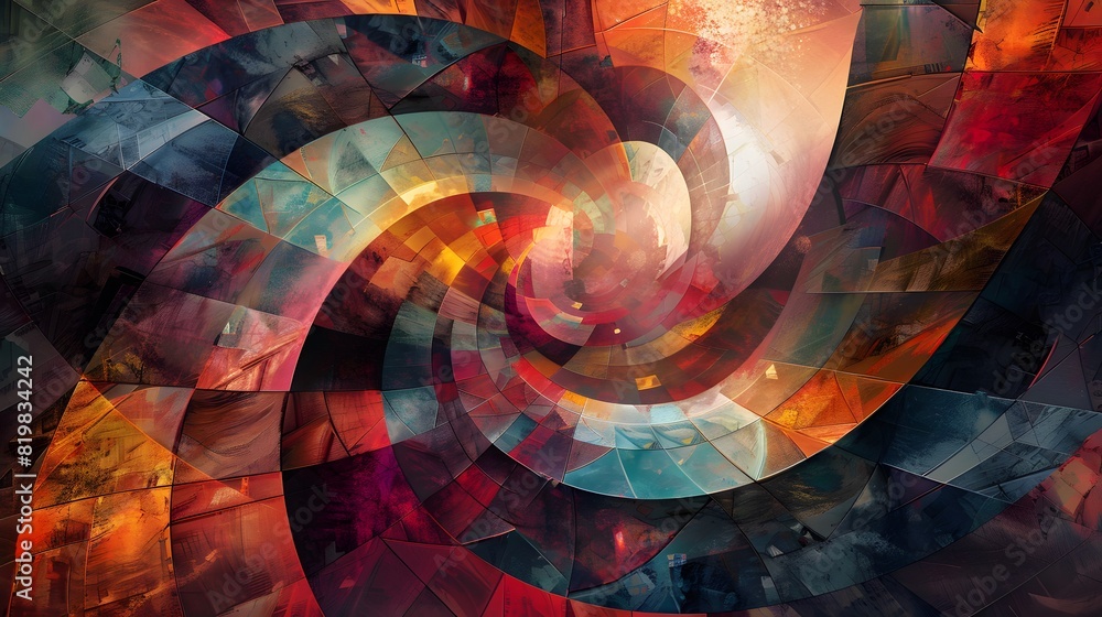 Poster blue colored abstract background with swirling fractal patterns
