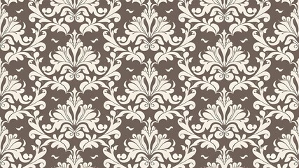 Fototapeta premium White and Grey Damask Flower Wallpaper Design
