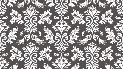 Wallpaper in the style of Baroque. Seamless vector background. White and grey floral ornament. Graphic pattern for fabric, wallpaper, packaging. Ornate Damask flower ornament. 