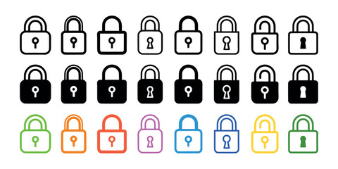 Set of Lock icons. Vector illustration in flat style