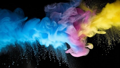 blue pink yellow color fluid splash glitter dust texture vapor generative ai