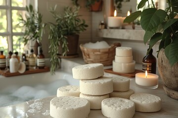 Eucalyptus-Infused Shower Steamers Placing eucalyptus-infused shower steamers for a spa-like and aromatic shower experience