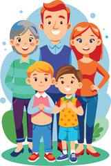 Flat illustration of a happy family, vector illustration.