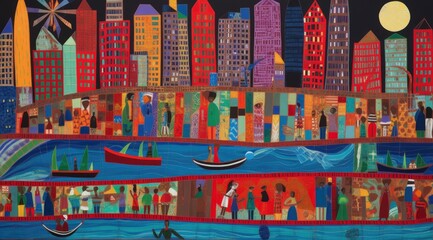 Cityscape illustration. Flat style art.