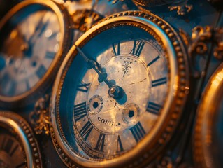 Fototapeta premium Close-Up of Vintage Clock Faces