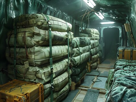Covert Military Logistics in Camouflaged Wartime Supply Storage Facility