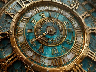 Obraz premium Intricate Antique Clock Face with Roman Numerals