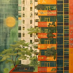 Sustainable Urban Architectural Masterpiece with Intricate Sgraffito Patterns