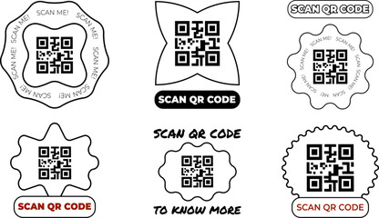 minimalistic geometric scallop edge y2k frames with space for a QR code