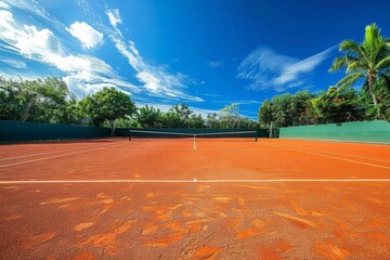 Outdoor tennis court with blue sky - Old court and nobody
. Beautiful simple AI generated image in 4K, unique. - Powered by Adobe