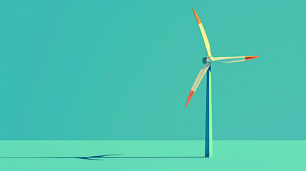 Wind turbine on green background