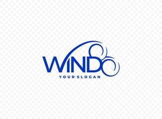 Word wind with abstract wind lines vector logo design