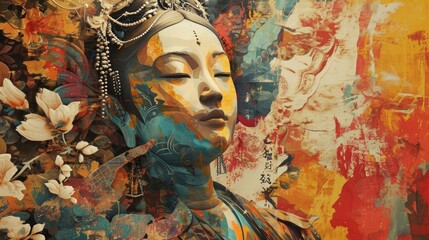 Collage asian culture and religion