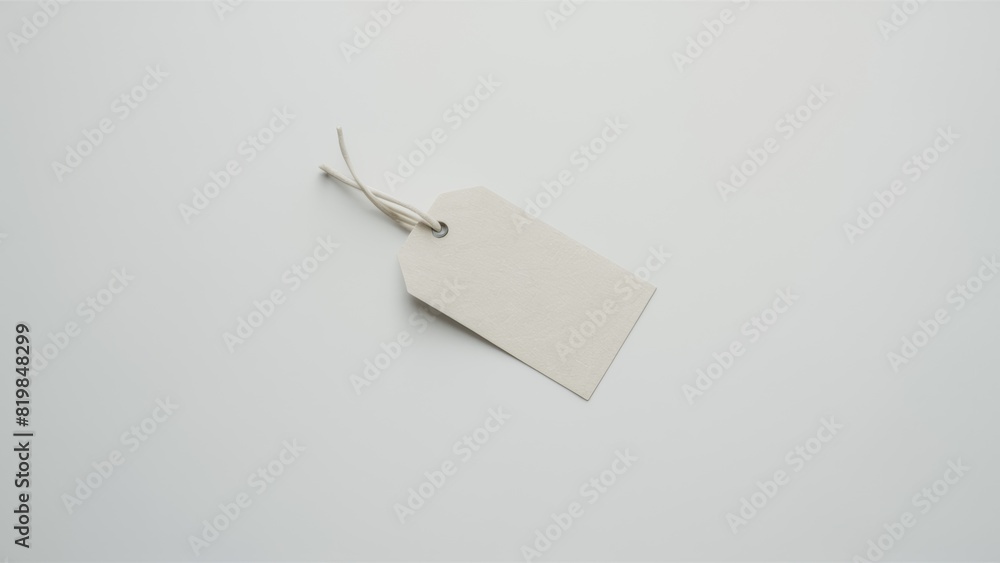 Aufkleber a white tag with a string attached to it on the table, ai
