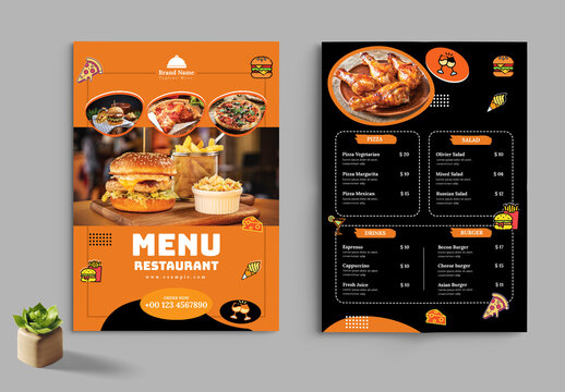 Black And Orange Restaurant Food Menu Layout