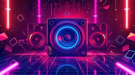 Obraz premium neon style speaker