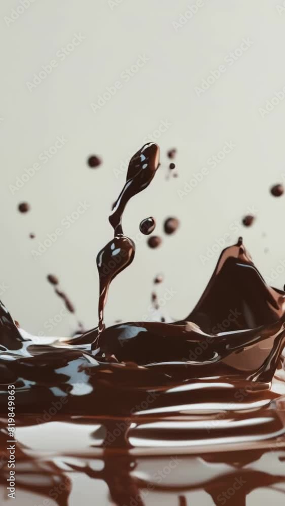 Poster a splash of chocolate is splashed across the screen. chocolate, with the splash of it creating a sen