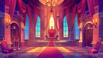 Cartoon, Royal room of king isolation background, Illustration
