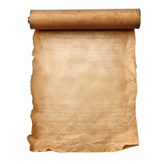 an old paper scroll isolated on transparent background, cut out, PNG.