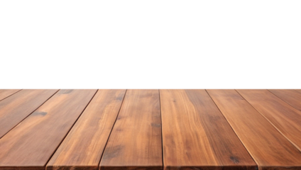 Empty wooden table top Brown For displaying product ,The background is transparent.