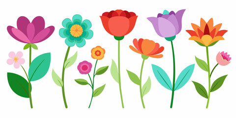 Obraz premium Vibrant Garden, An Assortment of Illustrated Flowers, vector pattern background