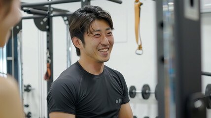 若い男性 トレーナー スポーツジム