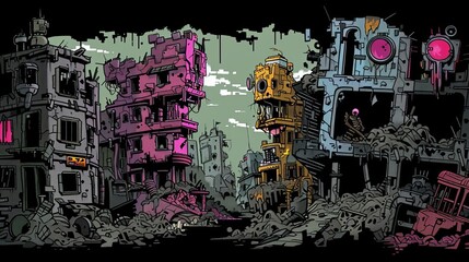 Magazine spread on moody postapocalyptic environments