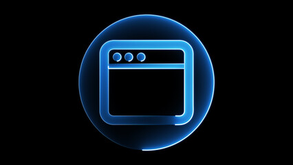 Glowing Blue Neon Web Browser Icon