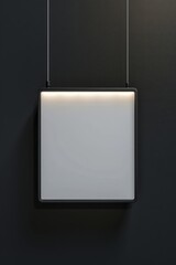 Ultra-Detailed 3D Render of Realistic Square Sign Box Mockup with White LED Backlight in Isolated Dark Room