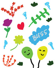 children drawing abstract organic shapes background