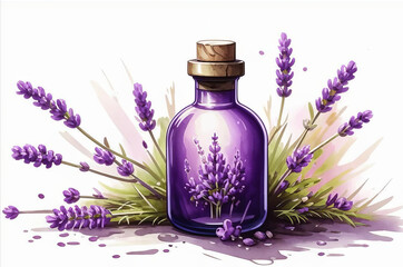 Lavender oil. Watercolor style.