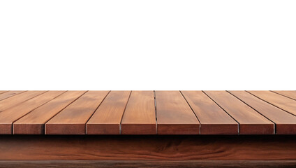 Empty wooden table top Brown For displaying product ,The background is transparent.